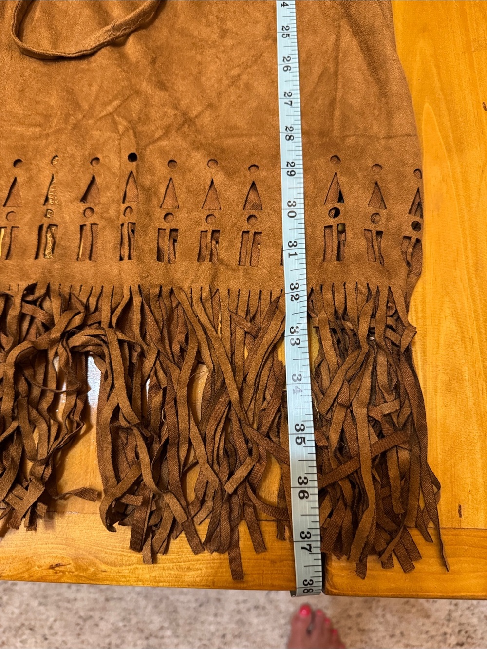 Nolita Brown Suede-Look Fringe Midi Dress - Picture 4 of 4